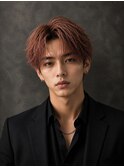 20代韓国風センターパート×メンズカラー×ブリーチ