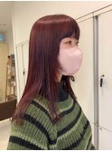 ピンクブラウン/レッドブラウン/顔まわりレイヤー/ウルフカット