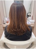 ゆるふわワンカール縮毛矯正セミディくびれレイヤーグレージュ