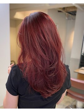 エイン(EYN) チェリーレッド×レイヤーカット/デザインカラー/ブリーチなし