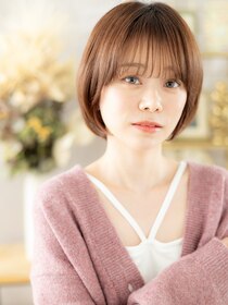 カバーヘア ブリス 上尾西口店(COVER HAIR bliss) 耳かけミルクティーピンク小顔ボブショートa上尾20代30代40代