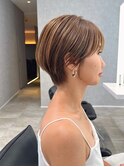 小顔見せショートベージュカラーブリーチしない透明感カラー