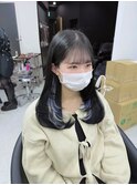 12697髪質改善ストレートワンカールボブ黒髪グレージュ韓国ヘア