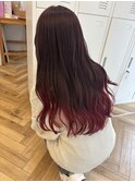 グラデーションカラーピンクチェリーレッドブリーチ