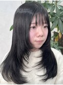 顔周りレイヤーカット韓国風アディクシーカラーグレージュ堺東