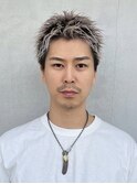 フェザーショートアップバングセンターパートメンズハイライト