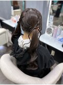 髪の毛リボンツインテール
