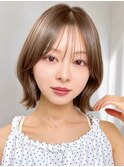 Yハッシュカットボブ/顔周りレイヤーボブ/シースルーバング