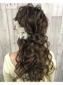 ハーフアップ/ヘアセット/ヘアメイク/編み込み/三つ編み