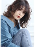小顔外ハネミディアムアッシュ20代30代40代くびれミディ韓国ヘア