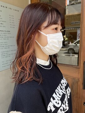 ヘアー アイス ルーチェ(HAIR ICI LUCE) オレンジカラー イヤリングカラー インナーカラー 担当山中
