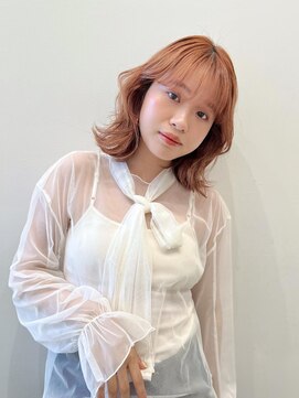 クリアーオブヘアー 一社店(clear OF HAIR) 外ハネボブ×オレンジカラー / momoka