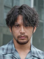 ツイストスパイラルパーマセンターパートツーブロックメンズ名駅