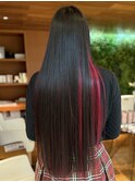 本八幡×インナーカラー×ケアブリーチ×赤×ロング