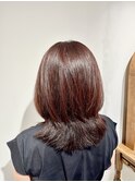 まとまるセミロングレイヤー/髪質改善/艶カラー/小顔/30代/40代
