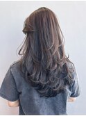 ロングおくれ毛顔周りレイヤー韓国ヘア_ba549023