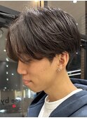 メンズセンターパートウルフセンターパートニュアンスパーマ襟足