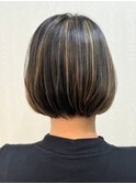 宇都宮ショートボブショートカット白髪ぼかしハイライト白髪染め