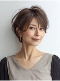 白髪ぼかし脱白髪染め似合わせショートボブ40代50代60代