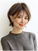 ◇大人可愛い20代30代40代50代前下がりショートボブ丸みショート