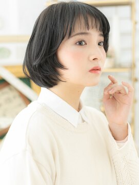 カバーヘア イヴ 戸頭店(COVER HAIR EVE) 黒髪アッシュブラックッシュ小顔ミニボブa戸頭20代30代40代