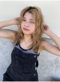 ミルクティベージュ ロング 前髪なしスタイル