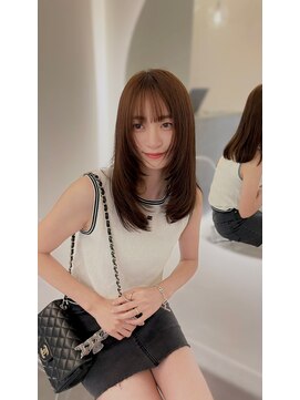 ノク 渋谷(nok) 韓国女優レイヤー_前髪マチルダボブピンクベージュ