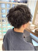 刈り上げマッシュ波巻きパーマ