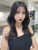 学割U24＊韓国ヘアレイヤーカット前髪カットブルーブラック黒髪