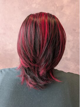ザ ラブズ ラフズ ヘアー 本店(the loves laughs hair) マンバンレッドハイライト/ツーブロック/刈り上げ