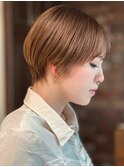 マッシュショート明るめブラウン