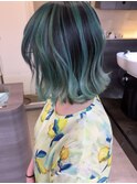 ブリーチ2回/カラーバレイヤージュ/切りっぱなし/pixyyyyyy297