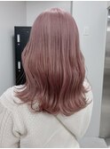 3598タイトストレート外国人風グラデーション波巻きベールピンク