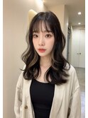 ベージュグレー黒髪レイヤーくびれヘア小顔10代20代30代40代