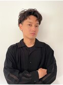 爽やか　アップバング　パーマ　ツーブロ　刈り上げショート
