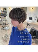 大人可愛い20代30代40代黒髪前下がりショートボブ丸みショート◎