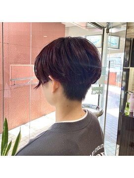ヘアスペース エアリス(Hair space Earth) 刈り上げマッシュ×パーマ×ワインレッドカラー