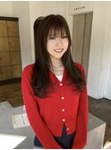 大人美人艶カラーベージュ小顔カット透明感レイヤーロング
