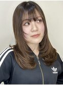 レイヤーカット/顔周りレイヤー/ワンホンレイヤー/ブラウン