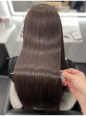 ロングヘアーラベンダーブラウンカラー上級髪質改善　赤坂見附