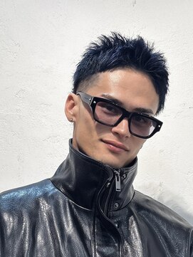 ゴーエン(GO-EN) スパイキーショートメンズブリーチブルーブラック