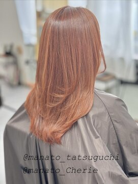 シェリー(Cherie) Cut × METEO coloring × オレンジブラウン × Layerstyle