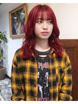 グッドフェローズ キタホリエ(GoodFellas kitahorie) 透明感抜群ハイトーンレッドレイヤーブリーチデザインカラー艶感