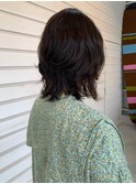 ダークグレージュ大人かわいいゆるふわ愛されフラッフィーボブ
