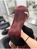 11111髪質改善チェリーレッド黒髪アッシュブラックワインレッド