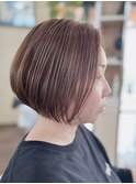 ブリーチなしダブルカラー/モカベージュ/ショートボブ
