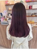 チェリーピンクカラー似合わせカットセミロング