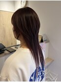 ハイライトカラー,ピンク,艶カラー,ロングウルフ【草加】