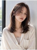 長め前髪の顔周りレイヤーロブ