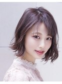 野副◆ピンクグレージュ透明感カラー小顔効果の可愛い前下りボブ